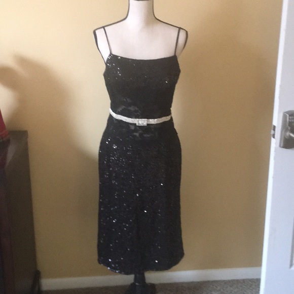 Black sequin with rhinestone cocktail dress - Picture 1 of 3